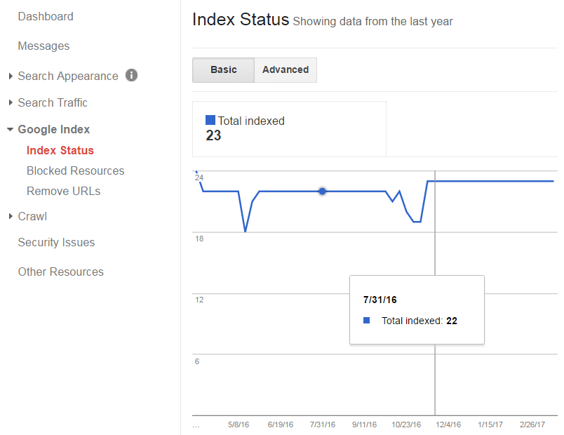 Indexed pages Google Search Console