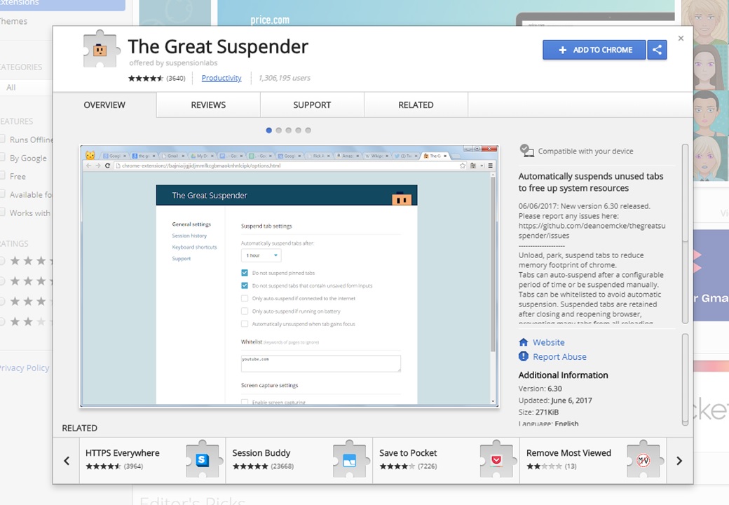 The Great Suspender browser extension