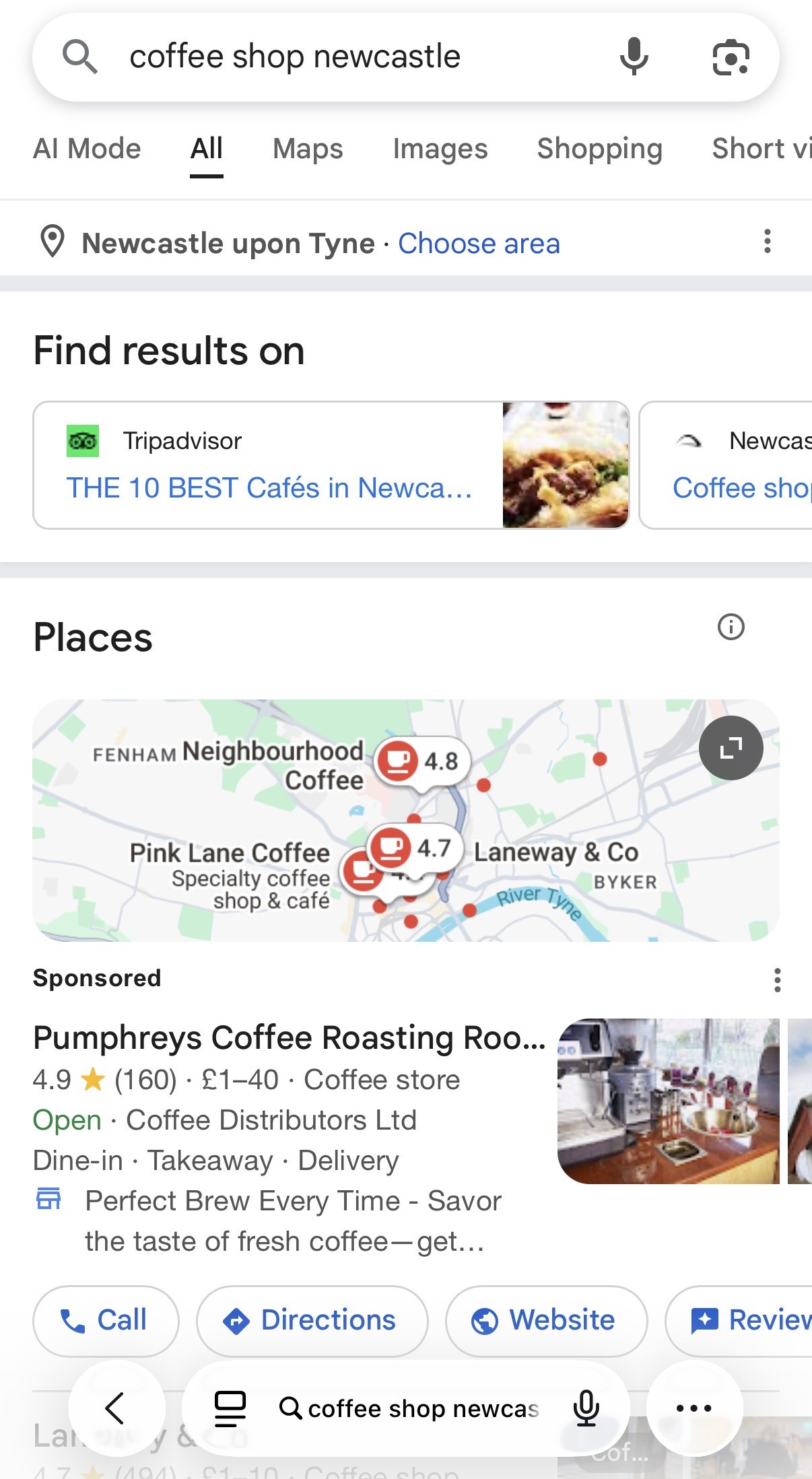Google Business Profile listings on mobile