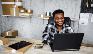 business owner on laptop