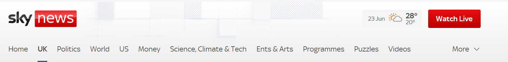 Sky News menu screenshot